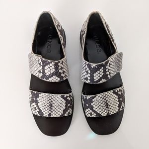 VINCE Embossed Snake Skin Leather Sandals